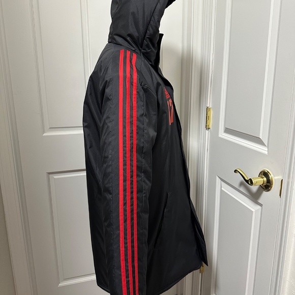 Adidas Long Athletic Team Stadium Soccer Winter Coat Jacket Black Unisex Small - Picture 5 of 15